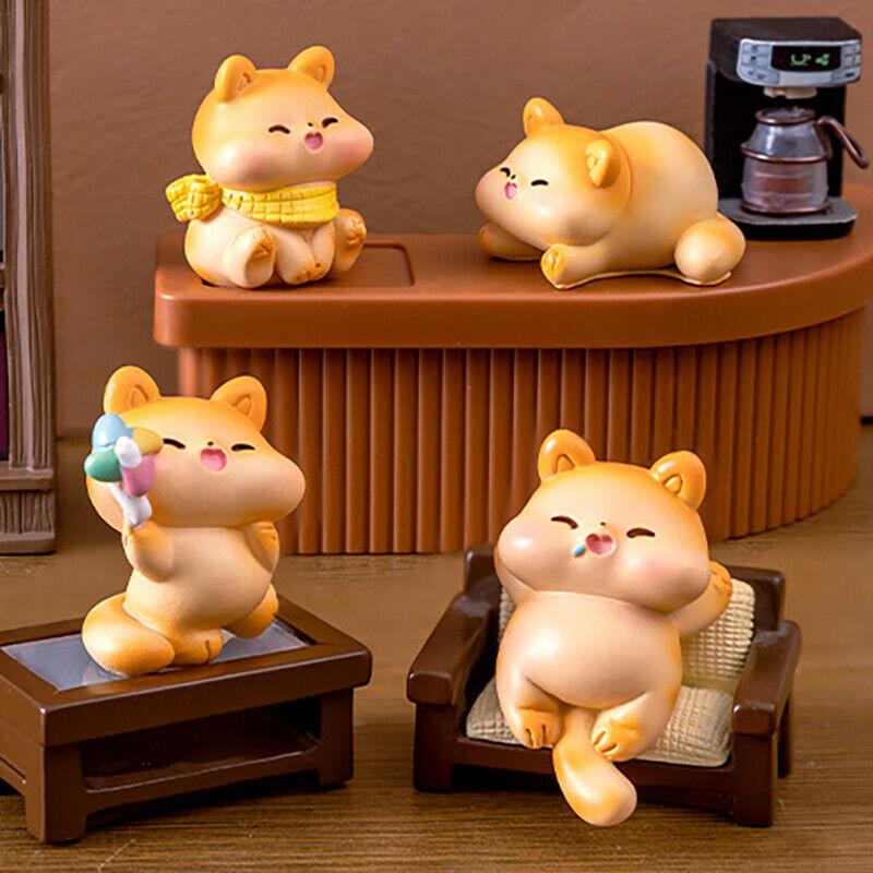 Cute Figurines Miniature Cartoon Chubby Cat Resin Ornament Micro Landscape D GF