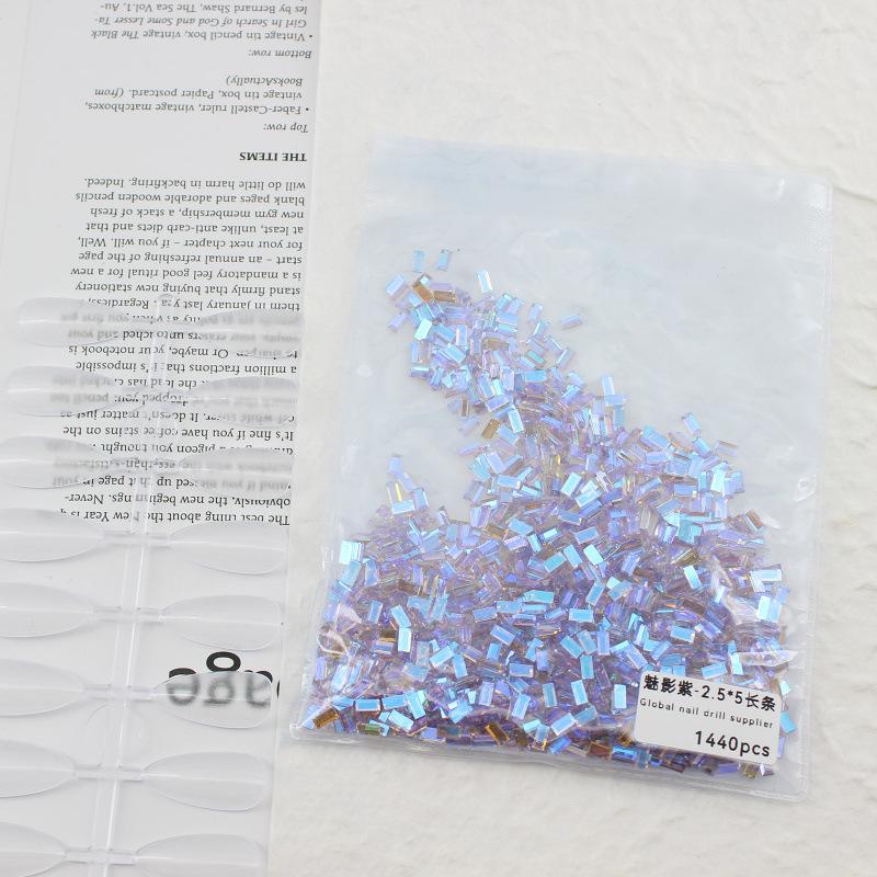 1440 Pieces Phantom Purple Irregular Flat Bottom Rhinestones Aurora Nail Art Accessories Mixed Glass Stickers Decals