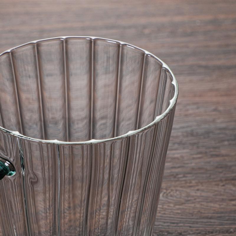 Pionowo wzorzysta szklana filiżanka do kawy z uchem z wysokoborusilikowego szkła filiżanka do herbaty kubek na wodę domowy do kuchenki mikrofalowej piekarnika