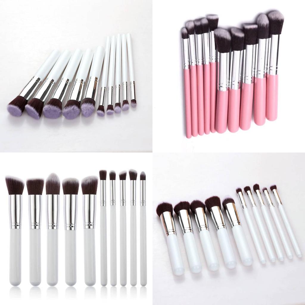 Makeup Brush Set With Artificial Fiber Bristles And Wooden Handles For Professional Artists