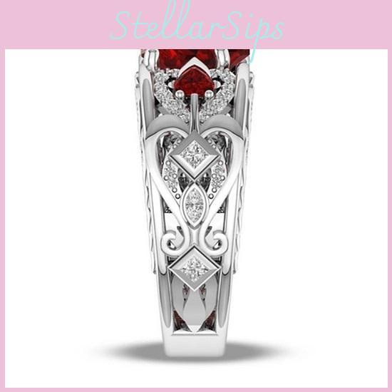 Elegant Women Ladies Rhinestone Princess Heart Shape Jewelry Wedding Ring