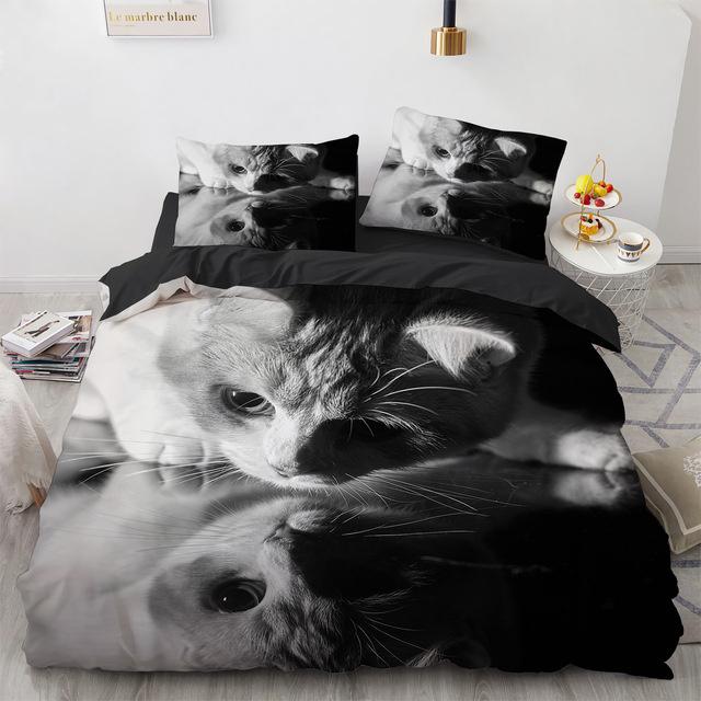 Comforter 3D Cat Bedding Set Luxury Animal With Queen King Single Double Size For Girls Boy