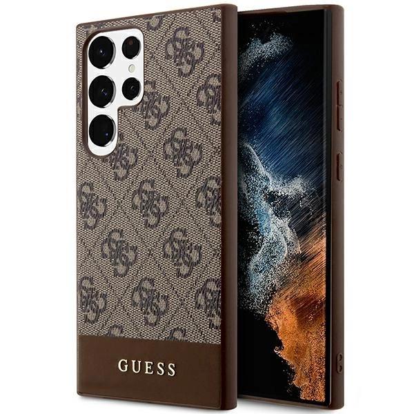 Guess Guhcs24Lg4Glbr S24 Ultra S928 Brązowy/Brown Hardcase 4G Stripe Collection