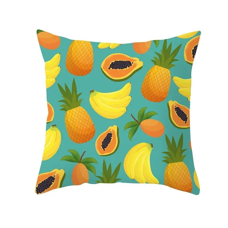 Tropical Decoration Print Cushion Cover Polyester Green Plant Throw Pillow for Sofa/Home Decorative Pillowcase