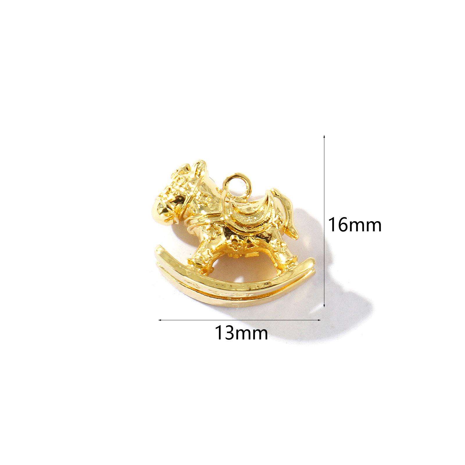

2 PCs New Arrival Brass Charms Multicolor Rocking Horse 3D Pendants For DIY Necklace Bracelet Jewelry Making Findings
