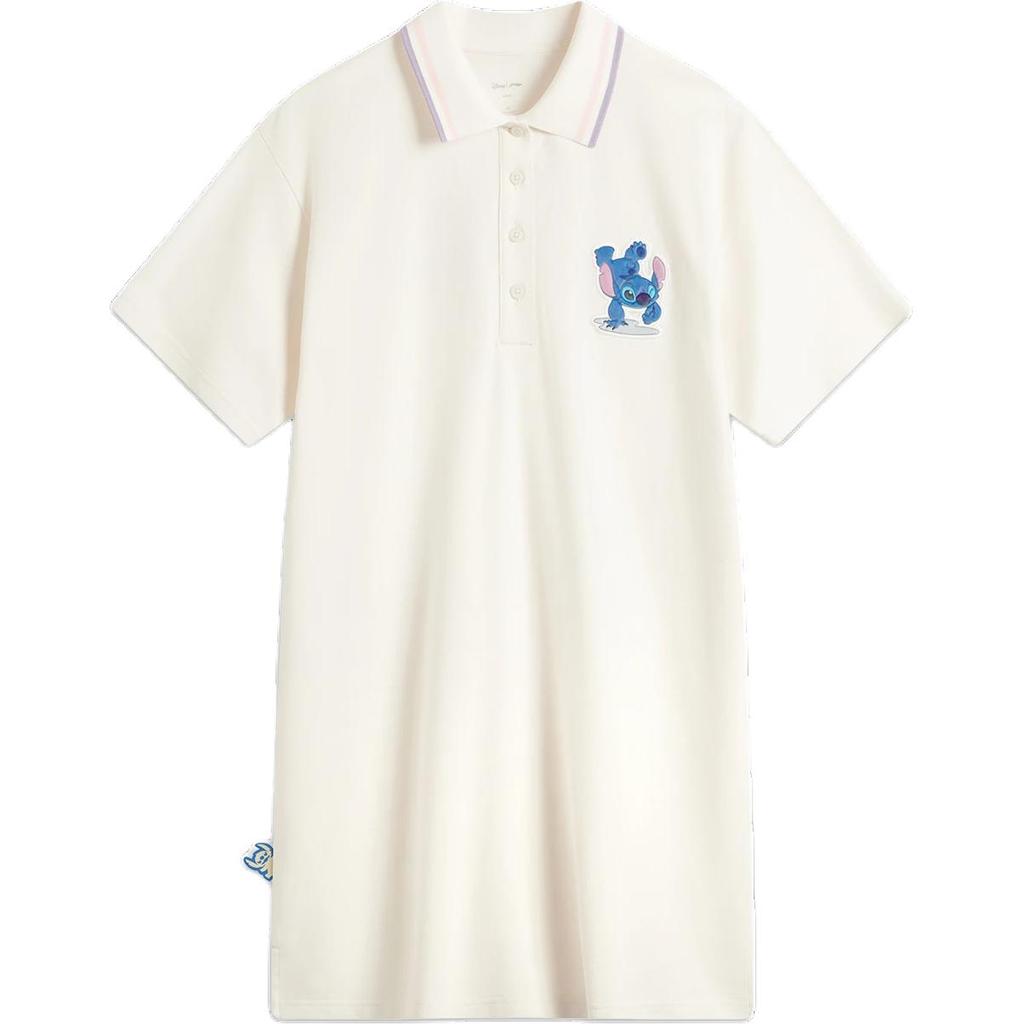 Li Ning X Disney Samarbeid Stitch Serien Tegneserie Bokstav Komfortabel Pustende Allsidig Casual Sport Kort Ermet Kjole Damekjole ASKU068-5
