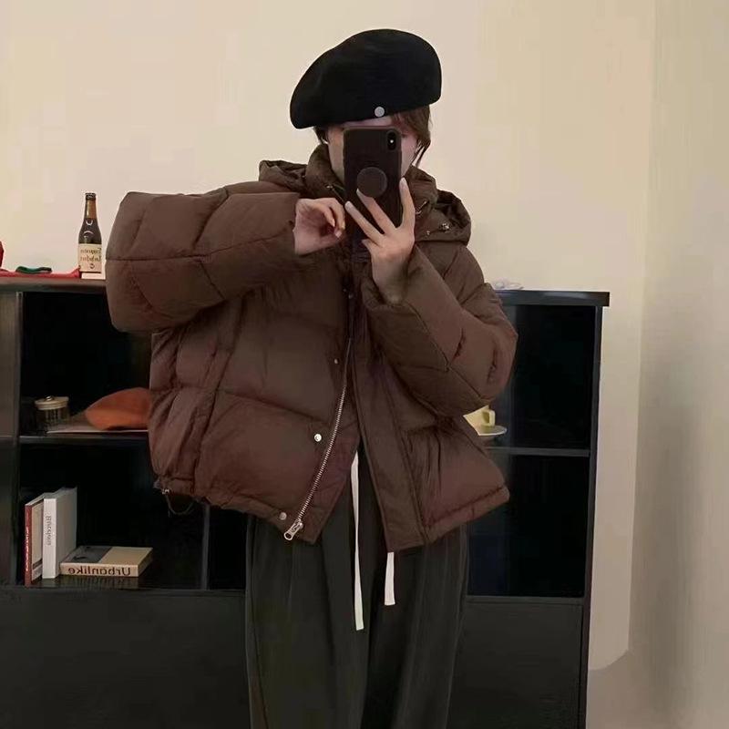 White duck down short down jacket women's winter new fashion hooded thickened small light student top