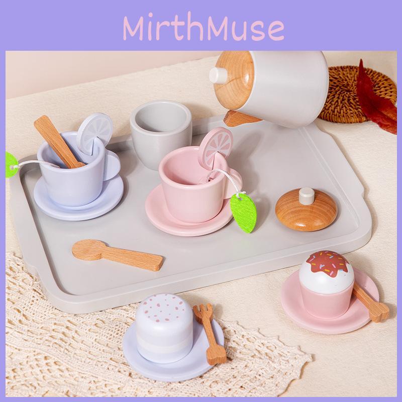Wooden Dessert And Tea Play Set With Tray For Childrens Imaginative Kitchen Fun