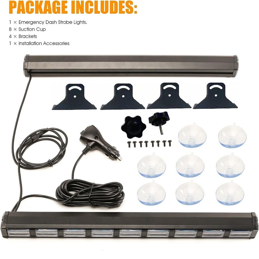 2in1 Auto Dual Color Notlichtleiste Windschutzscheibe 162LED Auto Blinklicht 12-24V Warnleuchte mit Zusatzbeleuchtungsfunktion