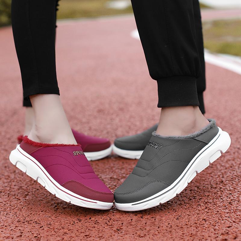 Winter Plush Warm Slippers Men Women Cotton Shoes Elastic Casual Walking Shoes Indoor Outdoor Flats Big Size 36-48