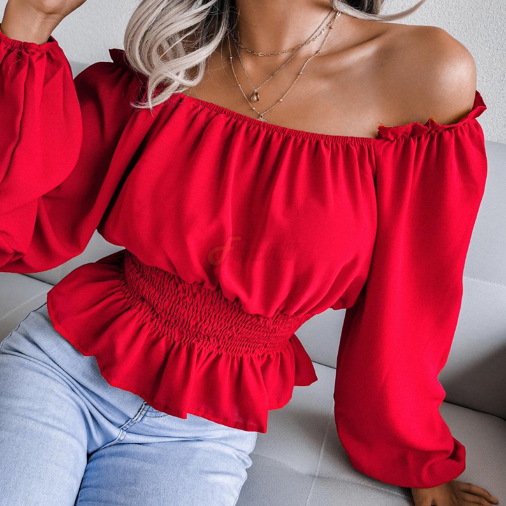 Women Off Shoulder Long Sleeve Shirt Renaissance Vintage Blouse White Boho Steampunk Pirate Medieval Cosplay Costume Corset Top