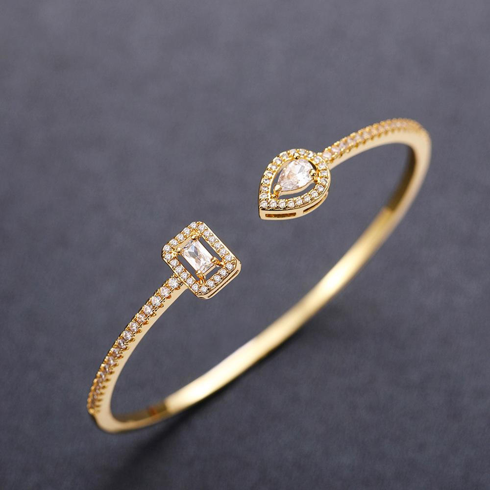 Supply Open Bracelet Trend Ins Yellow Zircon Bracelet  Simple Hand Jewelry