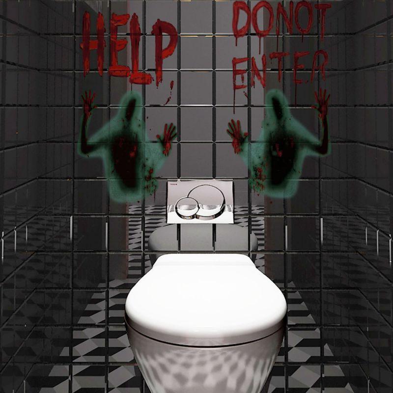 Halloween HELP Haunted House Bar Window And Door Living Room Bedroom Decoration PVC Wall Stickers