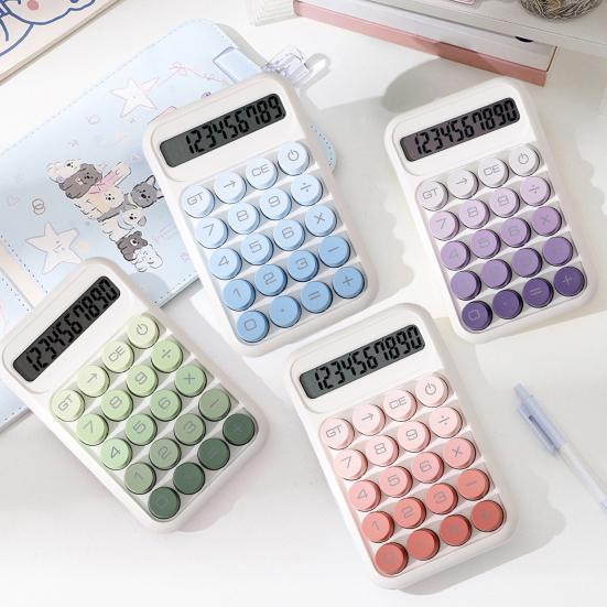 Retro Mechanical Calculator 10-Digit LED Display Calculator with Tilt Screen Tactile Keyboard Student Calculator for Office School