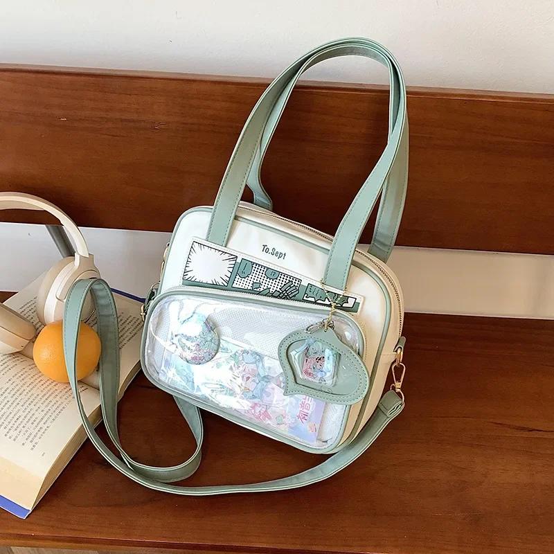 Japanese Comic Tote JK High School Girls Shoulder Bag Small PU Itabag Women College Student Crossbody Bags Ita Bag with Insert