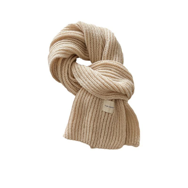 Solid color new scarf women's autumn and winter simple versatile scarf student couple knitted wool warm scarf