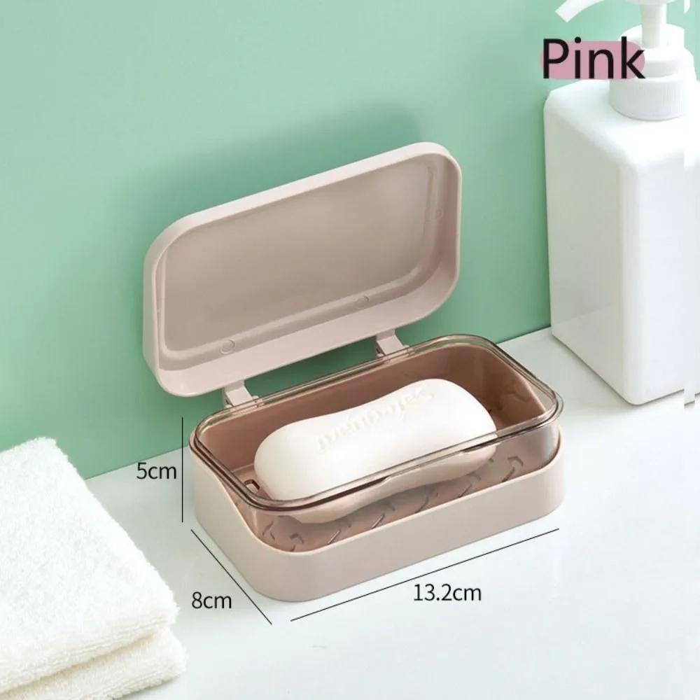 Case Simple Transparent Flap Drainage Box Bathroom Toilet Waterproof Soap Box Dormitory Travel Large Soap Dish Kawaii Bathroom