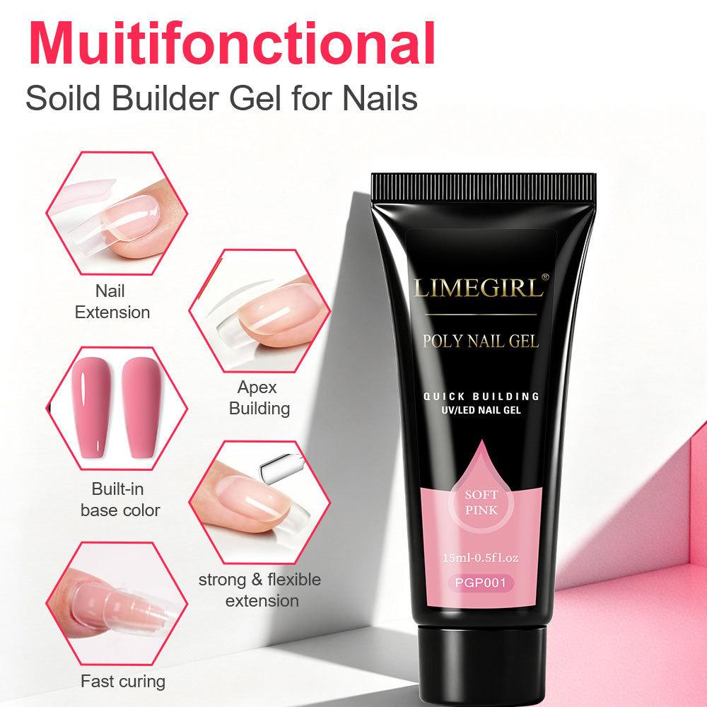 Kit Gel Poly Nail Senza Dolore con Liquido per Estensioni Kit Professionale per Estensioni Unghie Arte Unghie Gel Fai da Te per Principianti a Casa Salone