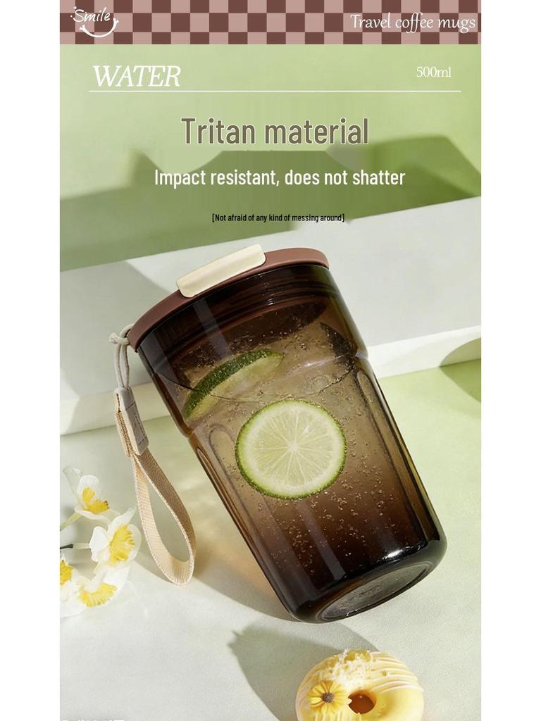 Tragbarer, isolierter Reise-Kaffeebecher mit Strohhalm - Leicht, Lebensmittelechter Kunststoff, Perfekt für den Außenbereich.