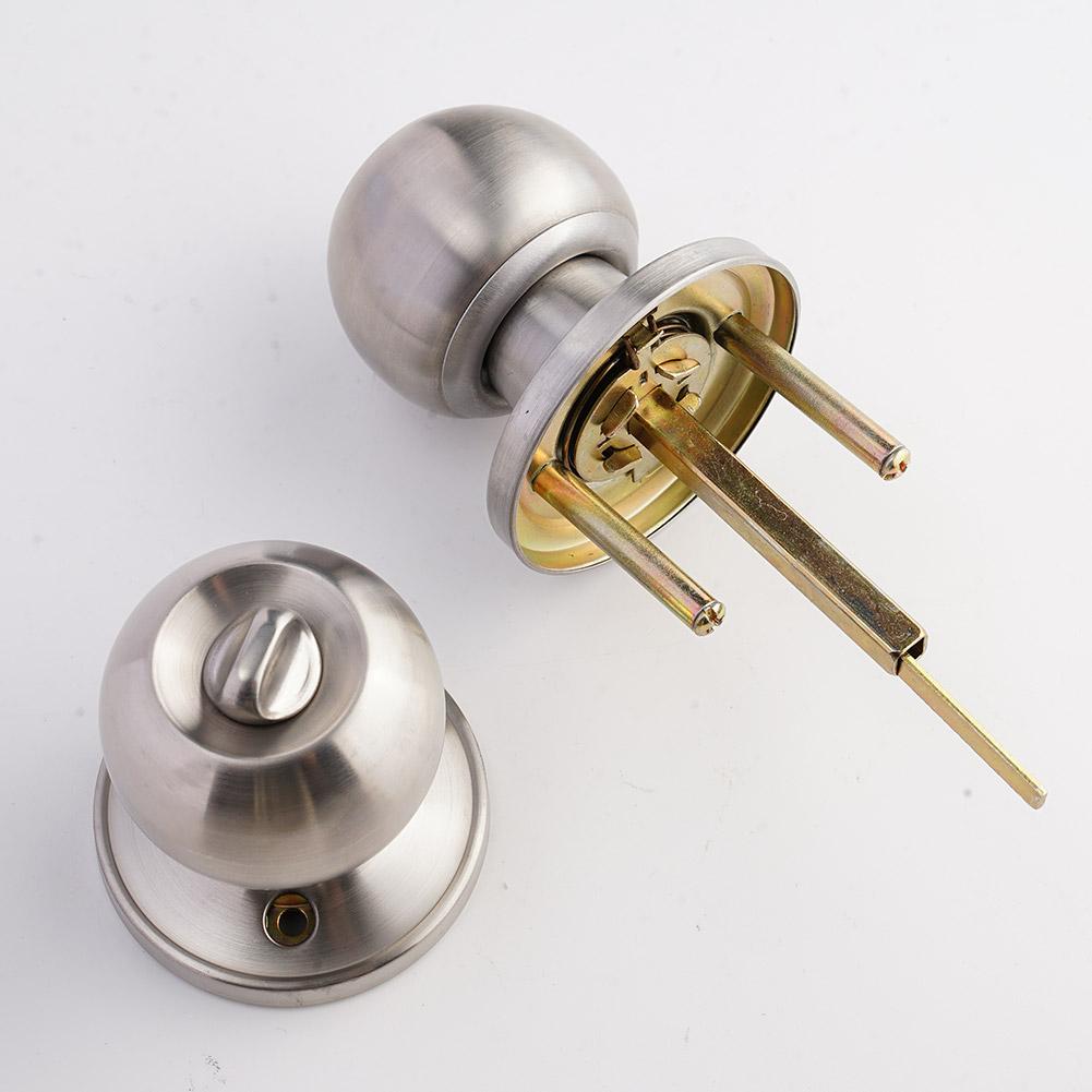 1 Kit Aluminum Alloy Globular Door Knobs Rotation Lock Knobset Handle Metal Door Knob With Key For Bedrooms Living Rooms