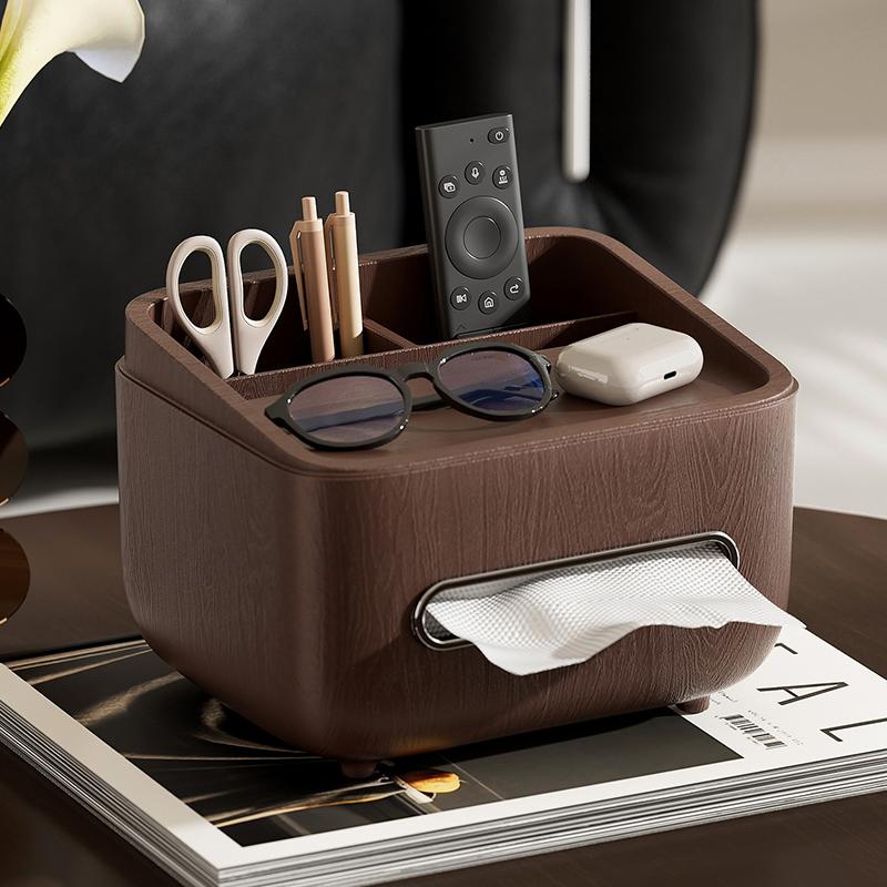 Paper towel holder and storage box-modern farmhouse style rectangular plastic box with paper towel holder