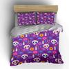 Purple Skull Floral Bedding Set Bedding Duvet Cover Set Duvet Cover Pillowcases (1 * Duvet Cover 2 * Pillowcases, Without Duvet Insert)