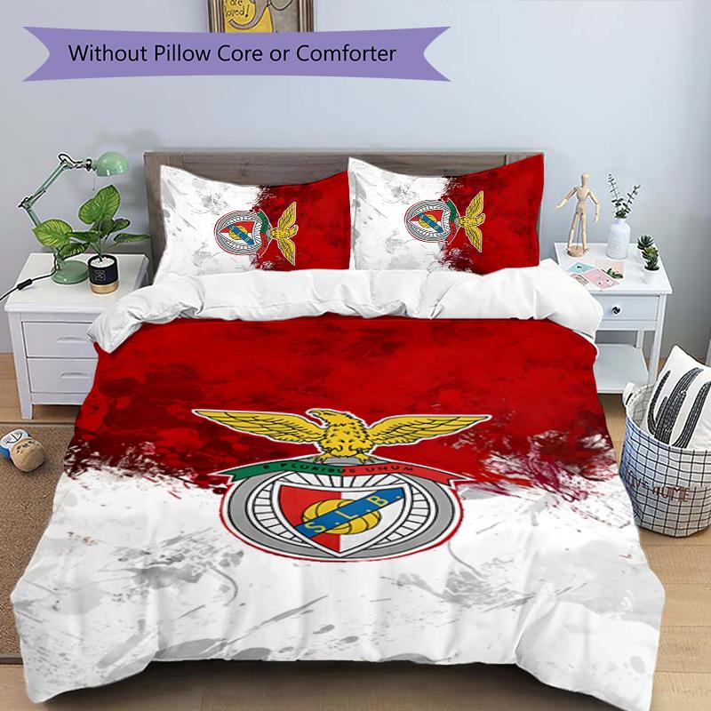 3pcs B-Benfica Design Cover Set - HD Printed Bedding with 1 Cover and 2 Pillowcases - Perfect for Home and Dorm Decor