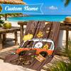 Custom Name Happy Valentine's Day Brown Bear Beach Towel Microfiber Beach Towel, Lightweight and Quick-Dry, for Summer Travel, Swimming Pool Gift