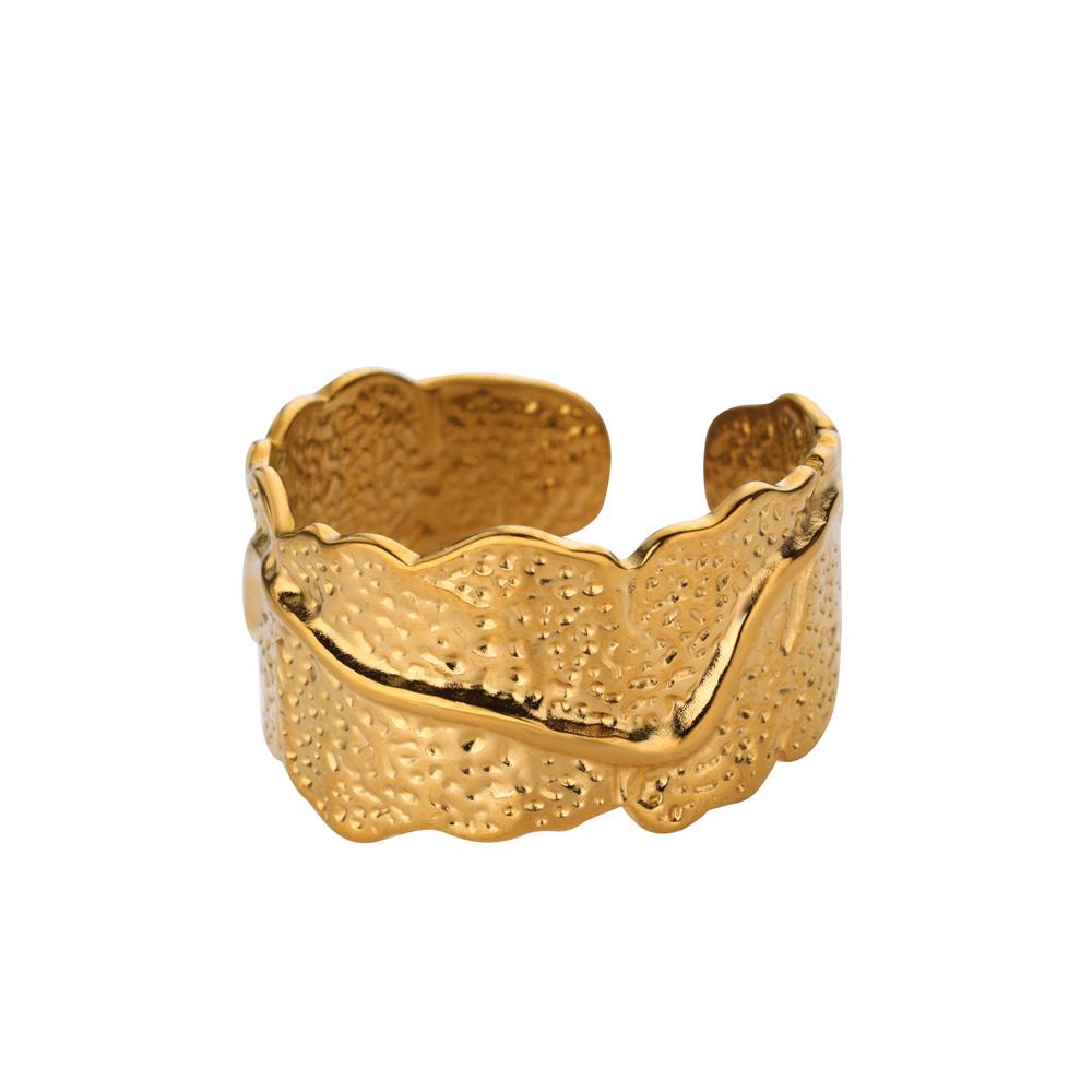 New Trend Stainless Steel Geometric Texture Wide Rings For Women Men Irregular Gold Color Wedding Ring Female Punk Jewelry Gift