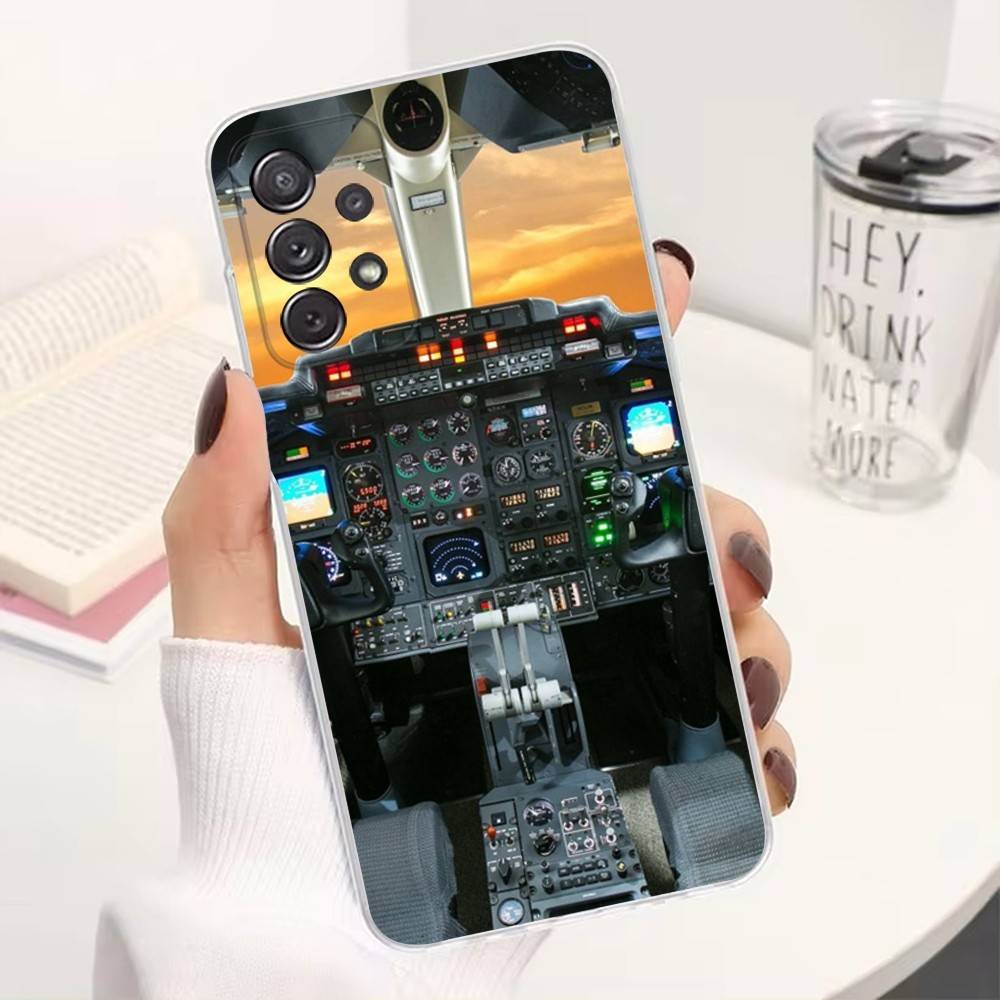 Airplane Instrument For Samsung A30,71,51,S9,10,20,Ultra,S22,23,21,PIus,FE,Lite,Transparent, Silicone Case