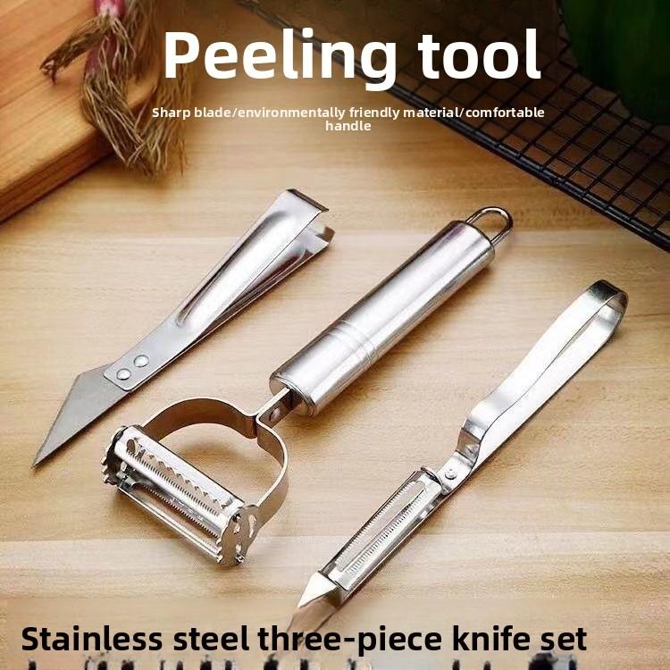 Set de trois éplucheurs multifonctions de cuisine