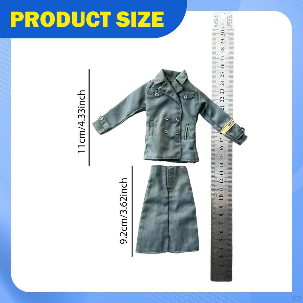 1/6 Scale Figure Coat with MIDI Skirt Dress up Retro Cosplay Outfit Uniforms Suit Costume for 12in