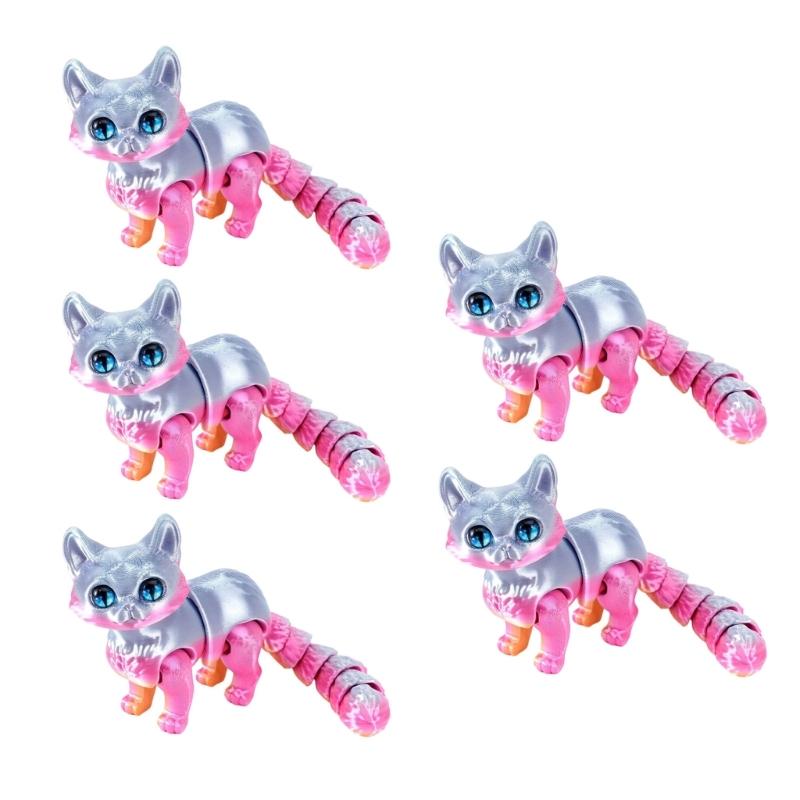 

Flexible Joints Articulated Cats Fidgety Toy 5Pcs Realistic Hairless Cats Figurines Statues 3D Printed Cats,Home Decors