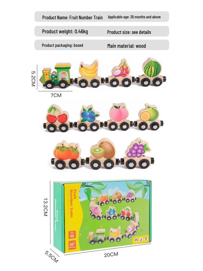 Wooden Magnetic Number Train for Kids - Color Recognition Toy