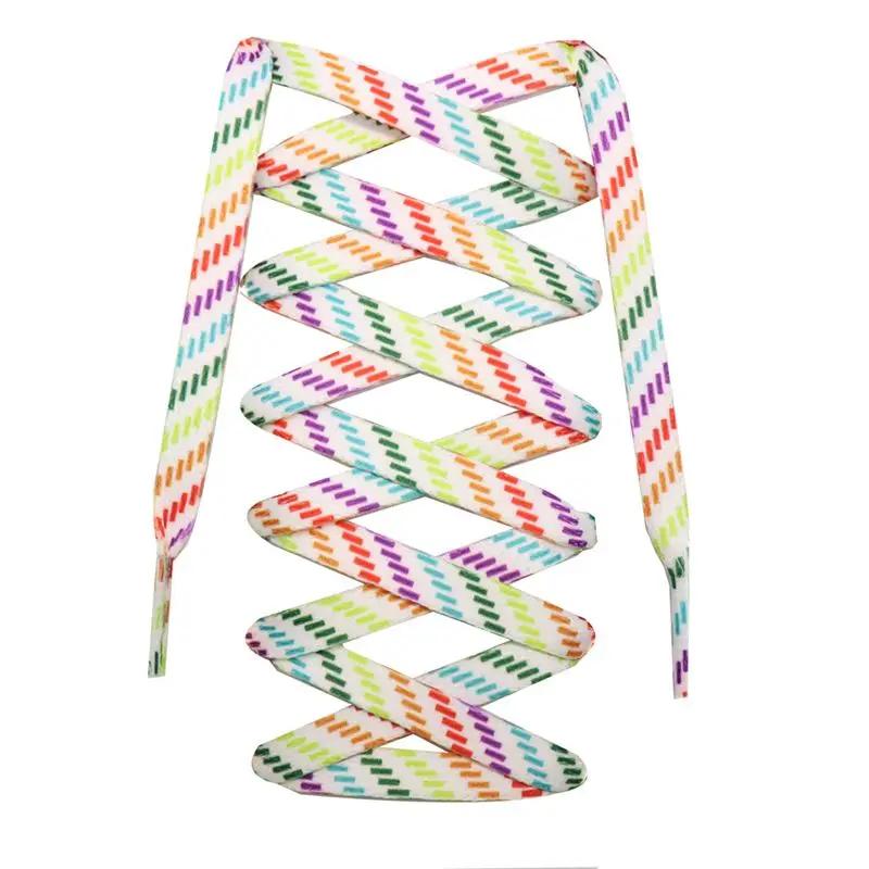 Flat Rainbow Shoelaces for Sneakers Colorful Shoe Laces Colored Gradient Shoelace for Canvas Shoes Lace for Tennis Women Man