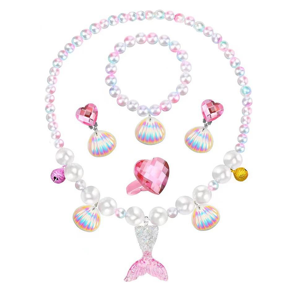Children'S Princess Crown Accessories Necklace Set Bag Accessories Mermaid Generation Children'S Birthday Gift Jewelry
