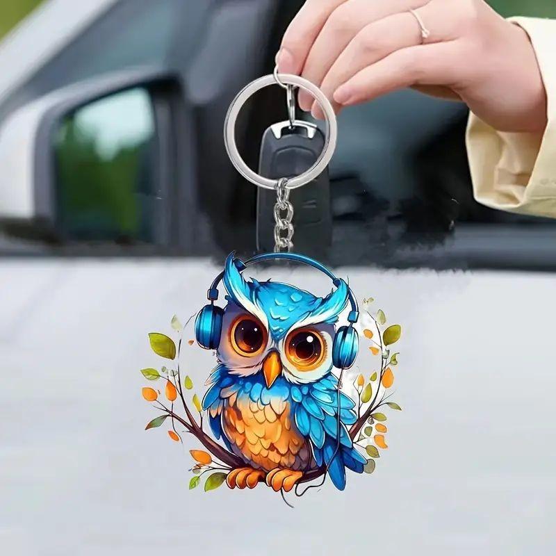 Adorable Acrylic Cartoon Owl Car Pendant For Stylish Vehicle Decoration