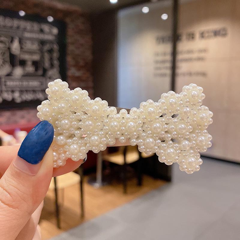 

Корейская шпилька для волос со стразами и жемчугом для женщин: Элегантная боковая заколка для челки 11# Pearl Bow Flower