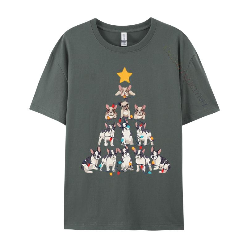 French Bulldog Christmas Tree French T Shirt Tops Shirts Prevailing Cotton Unique Style Unisexs Grahpic Tee Shirt