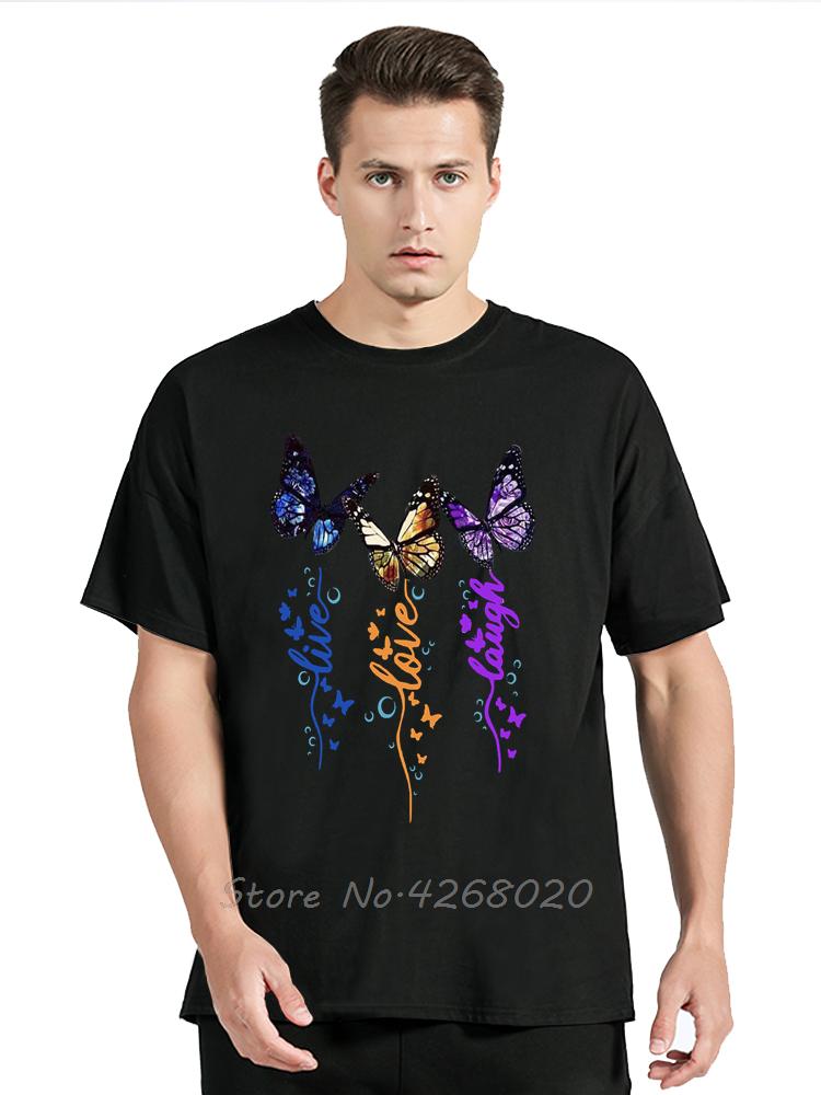 Mens Clothing Colorful Butterfly Petal Oversized Tshirt Short Sleeve Round Cotton Tshirt Cute Graphic Fitness T Shirt Female
