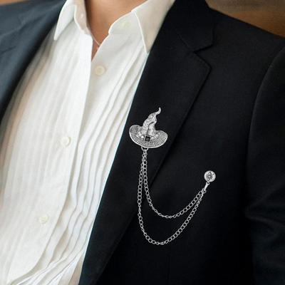 Tassel Brooch Fashion Suit Chains Jewelry Lapel Pin Alloy Hanging Chain Ornament Dangle for