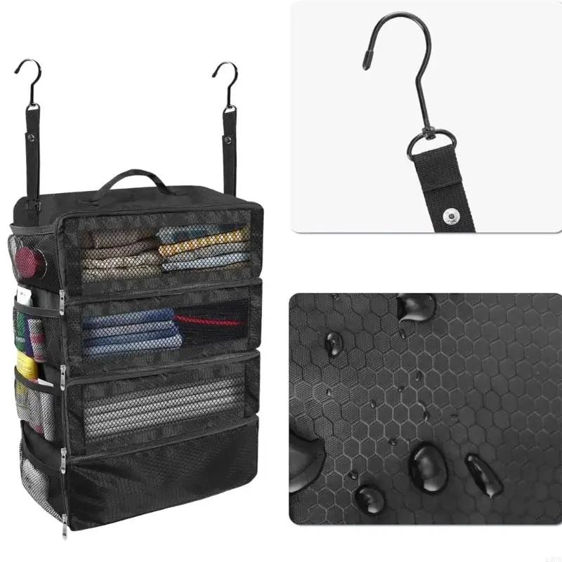 Large Capacity Hanging Travel Organizer Foldable Multi-Compartment Storage Bags Lightweight Multifunctional Clothing Storage Bag