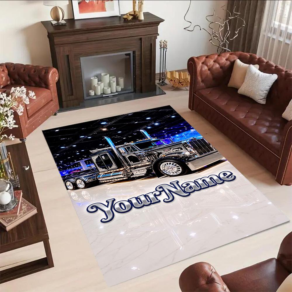 Peterbilt Heavy Trucks Customize Your Name Carpet Perfect for Game Room Decorate Room Bedrooms Playrooms Anti-slip Rug Office Home Decor