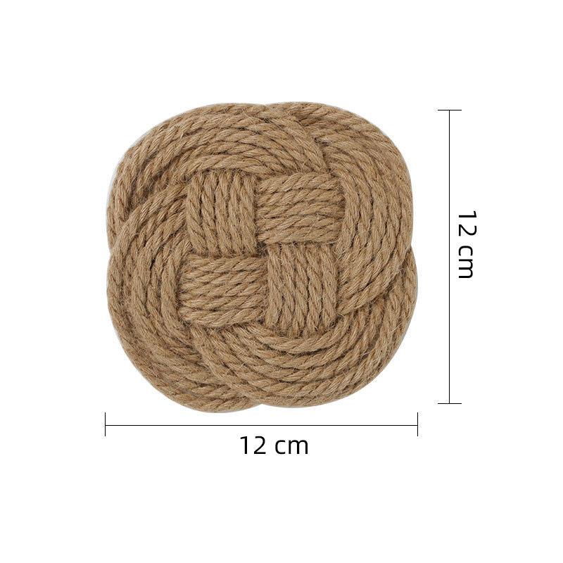 WTEMPO 1PC Handmade Heat Insulation Pad Mat Thread Jute Cross-woven Coaster Round Bohemian Style Placemat