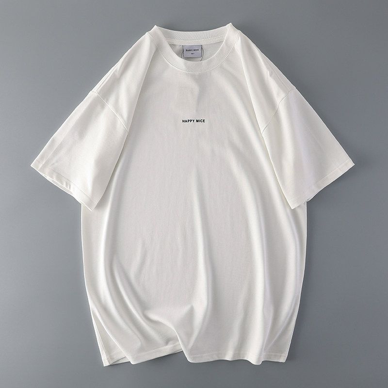 Fashion Brand Retro Cotton Foreign Trade Original Short-Sleeved T-shirt White M