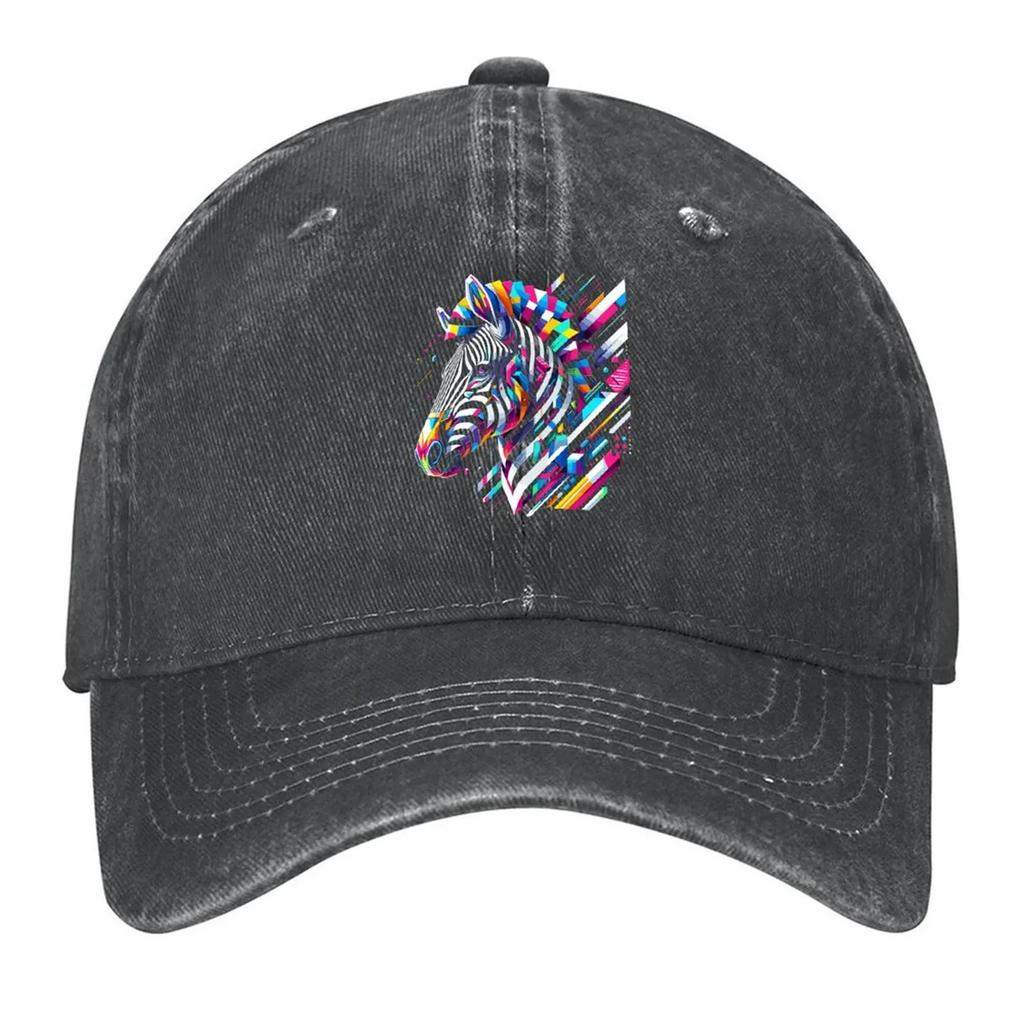 Geometric Zebra Design: Neon Elegance Meets Retro Vibe Baseball Cap Tactical Cap Kids Hat Anime Hat Men Hats Women's