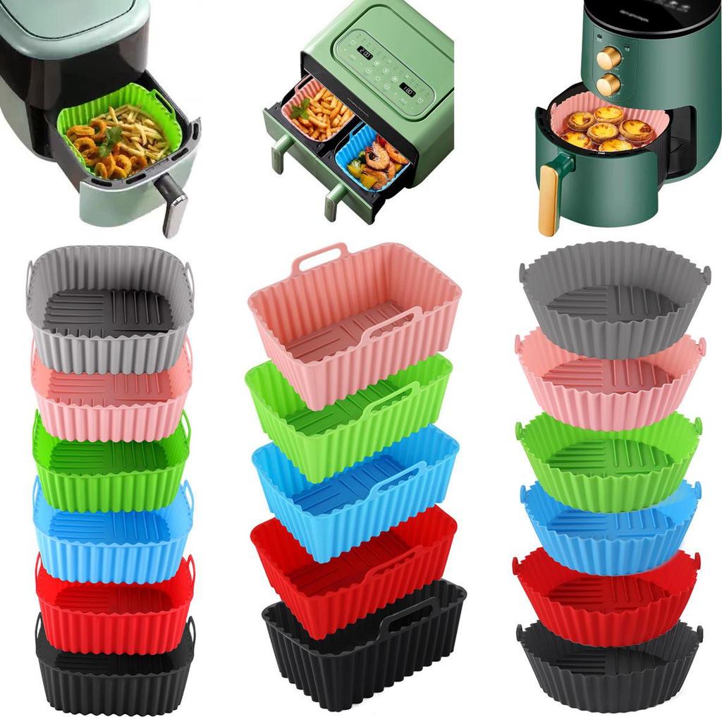 Teglia in Silicone per Friggitrice ad Aria, per Uso Alimentare, Antiaderente, Resistente alle Alte Temperature, Facile da Pulire