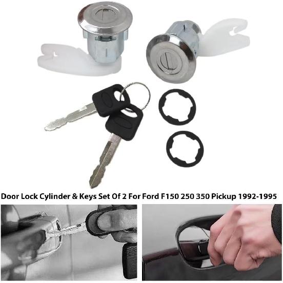 2 Sets Door Lock Cylinder with Keys Fit for Ford Ranger 1993-1994, 1995-1996