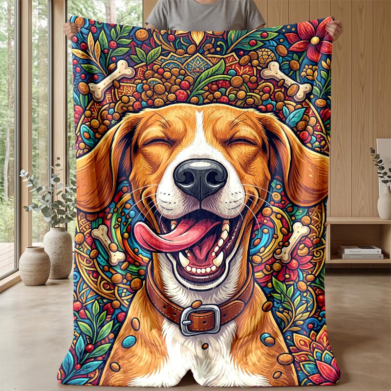 Dogs and Bones Pattern Theme blanket Lightweight Warm Flannel Blanket Decorative Throw Blanket for Home Decoration