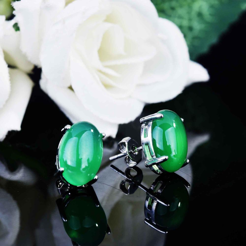 Natural Chalcedony Jewelry Set Butterfly Necklace Open Ring Green Earrings Women Elegant Design